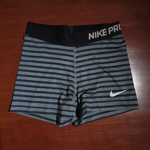 Gray & Black Stripe Nike Pro Shorts Size S